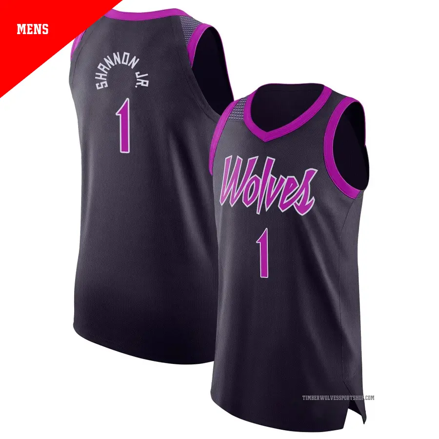＃1 Men's Terrence Shannon Jr. Minnesota Timberwolves 2025/26 Authentic Purple City Edition Jersey