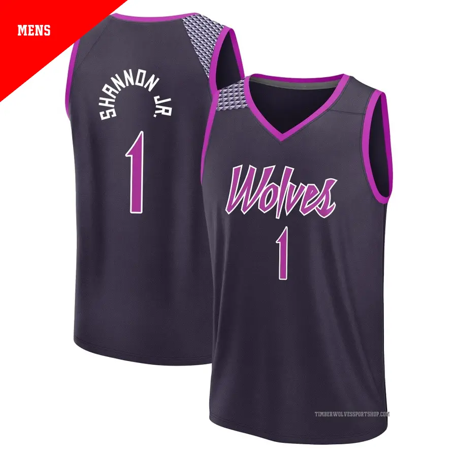 ＃1 Men's Terrence Shannon Jr. Minnesota Timberwolves 2025/26 Fast Break Purple City Edition Jersey