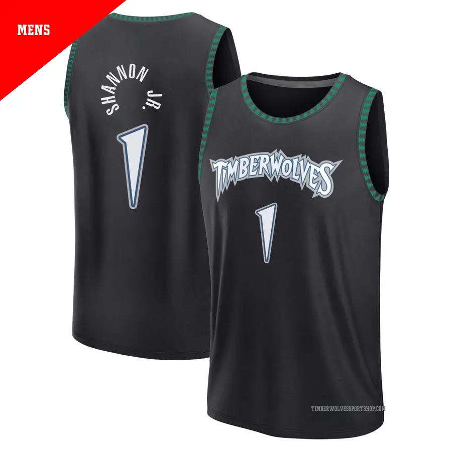 ＃1 Men's Terrence Shannon Jr. Minnesota Timberwolves Black Fast Break Classic Edition Jersey