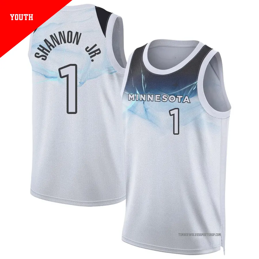 ＃1 Youth Terrence Shannon Jr. Minnesota Timberwolves 2024/25 Swingman White City Edition Jersey