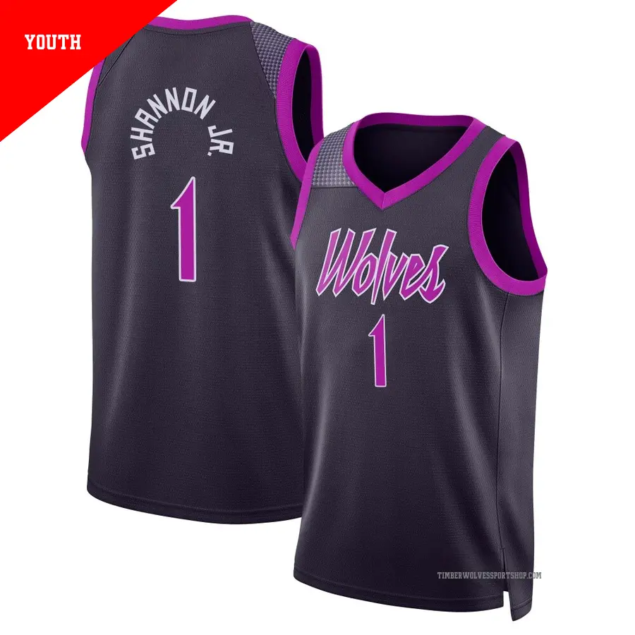 ＃1 Youth Terrence Shannon Jr. Minnesota Timberwolves 2025/26 Swingman Purple City Edition Jersey