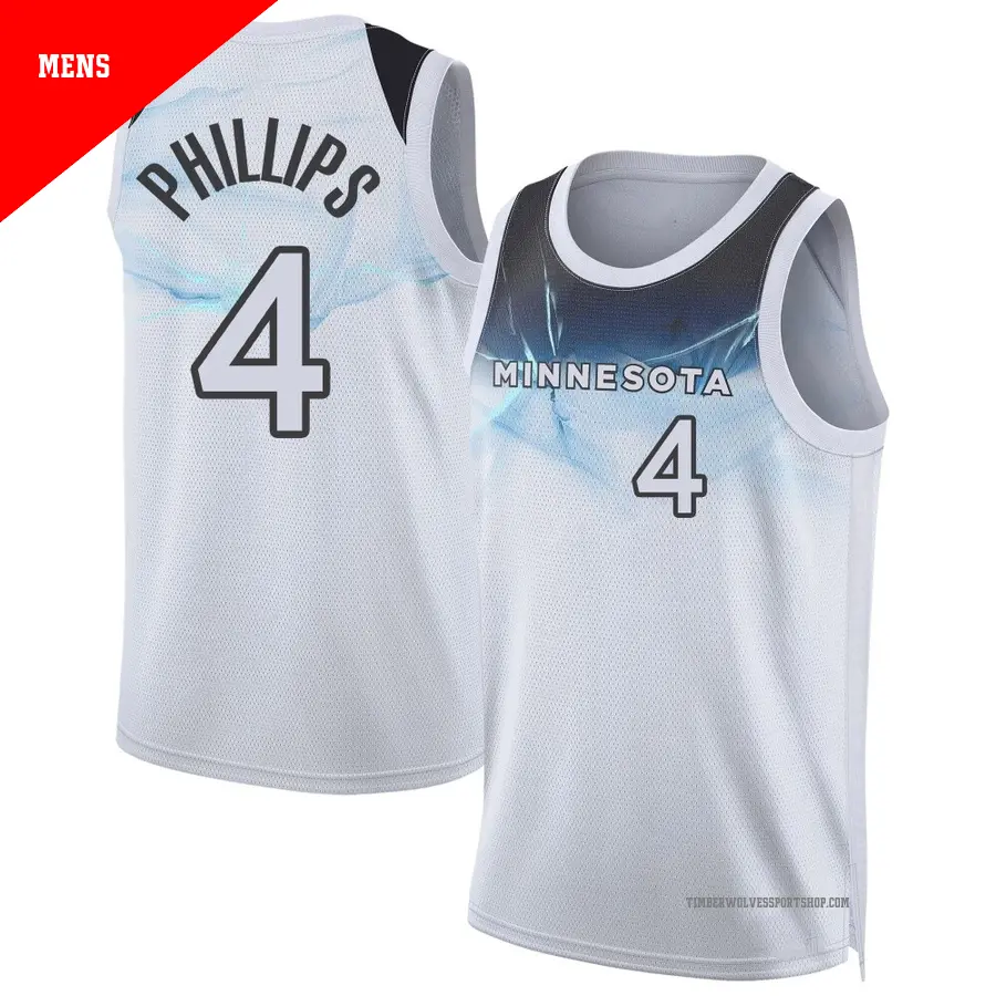 ＃4 Men's Julian Phillips Minnesota Timberwolves 2024/25 Swingman White City Edition Jersey