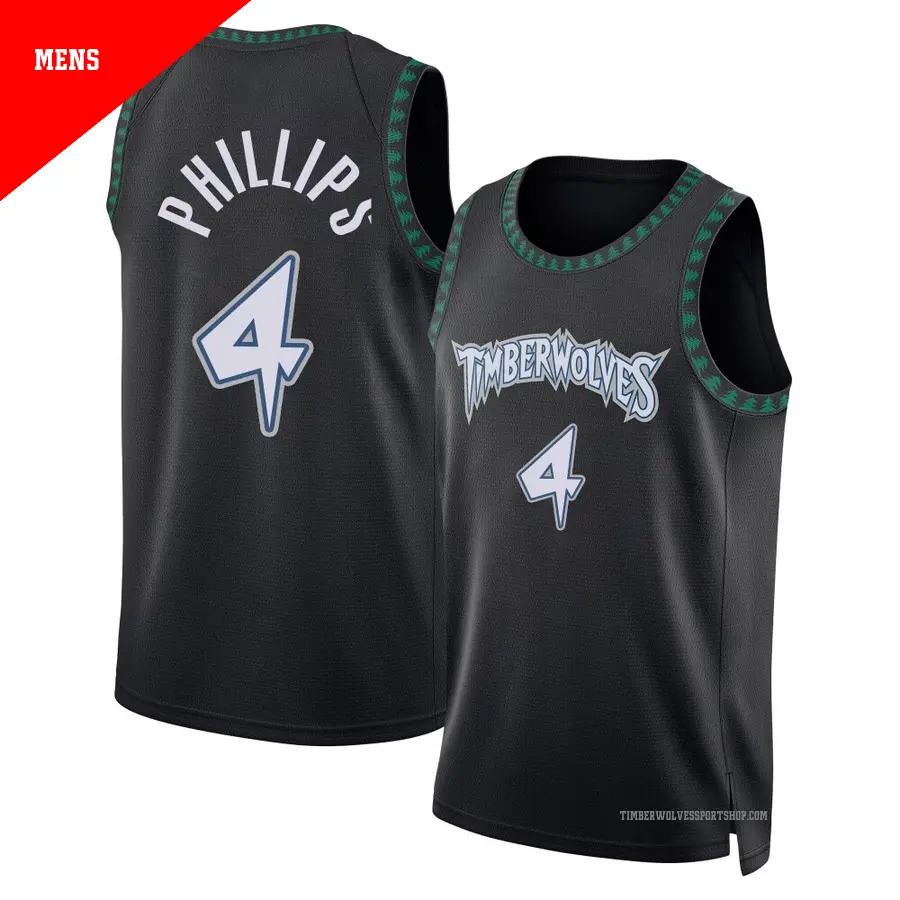 ＃4 Men's Julian Phillips Minnesota Timberwolves Black Swingman Classic Edition Jersey